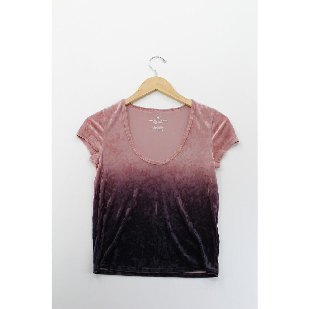 American Eagle‎ ombre scoop neck velvet t shirt womens XS y2k fairycore fairy